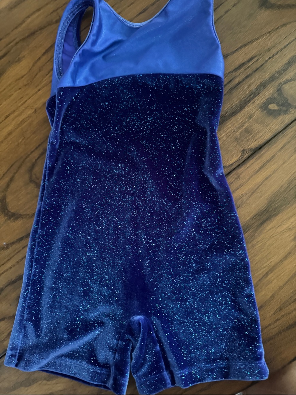 Girls Navy Sparkle Velvet Gymnastics Leotard Shorts